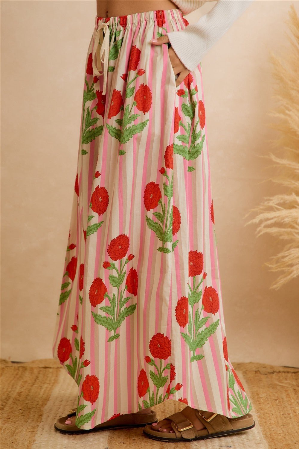 Flora Vista Floral Stripe Wide Leg Pants - Westly