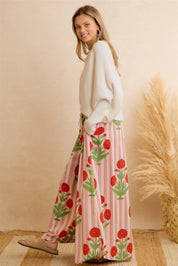 Flora Vista Floral Stripe Wide Leg Pants - Westly