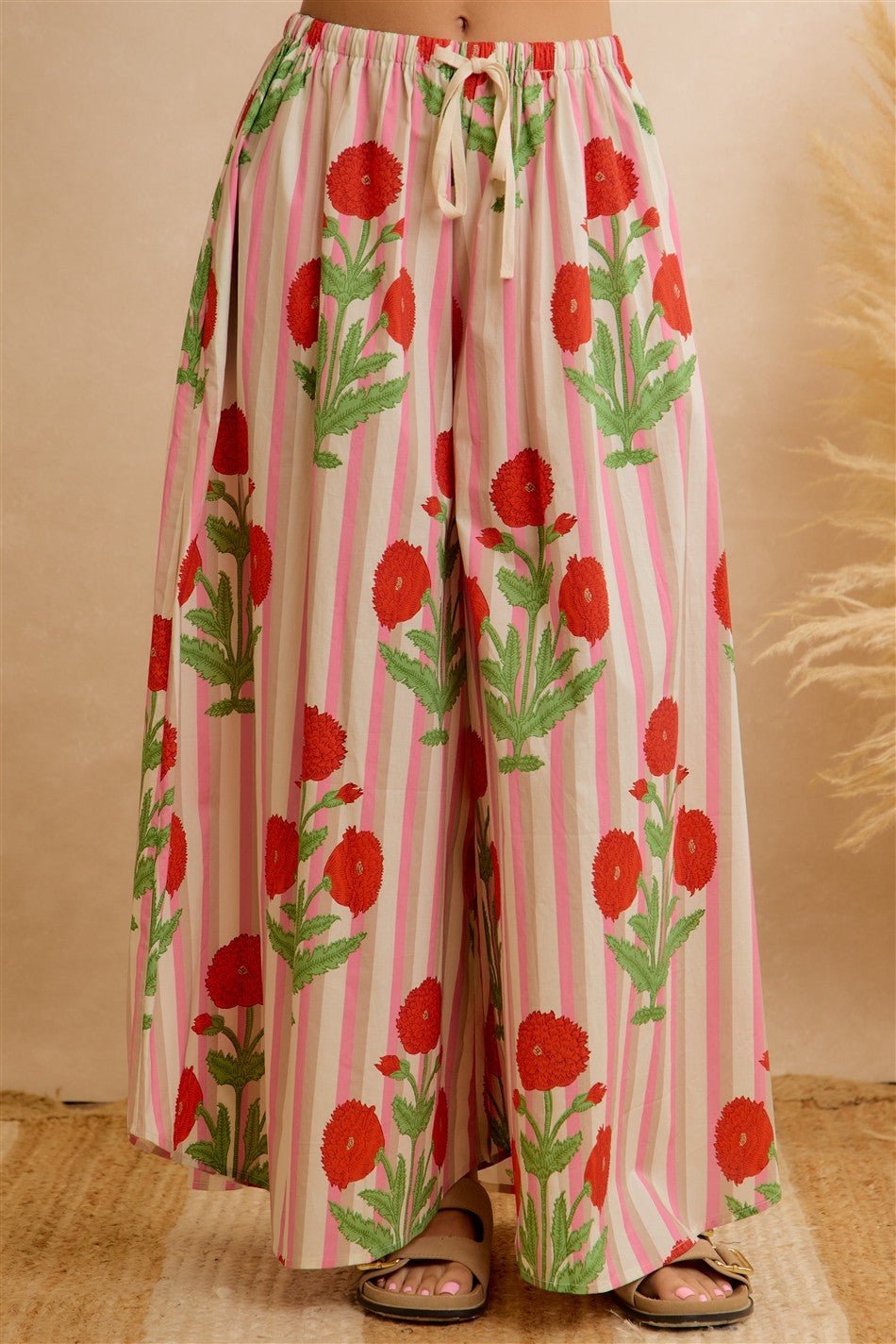 Flora Vista Floral Stripe Wide Leg Pants - Westly