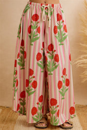 Flora Vista Floral Stripe Wide Leg Pants - Westly