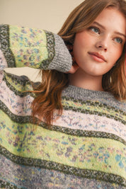 Floral Latitude Fair Isle Sweater in Charcoal Green Multi - product photo 7