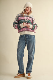 Floral Latitude Fair Isle Sweater in Ivory Pink Multi - product photo 12