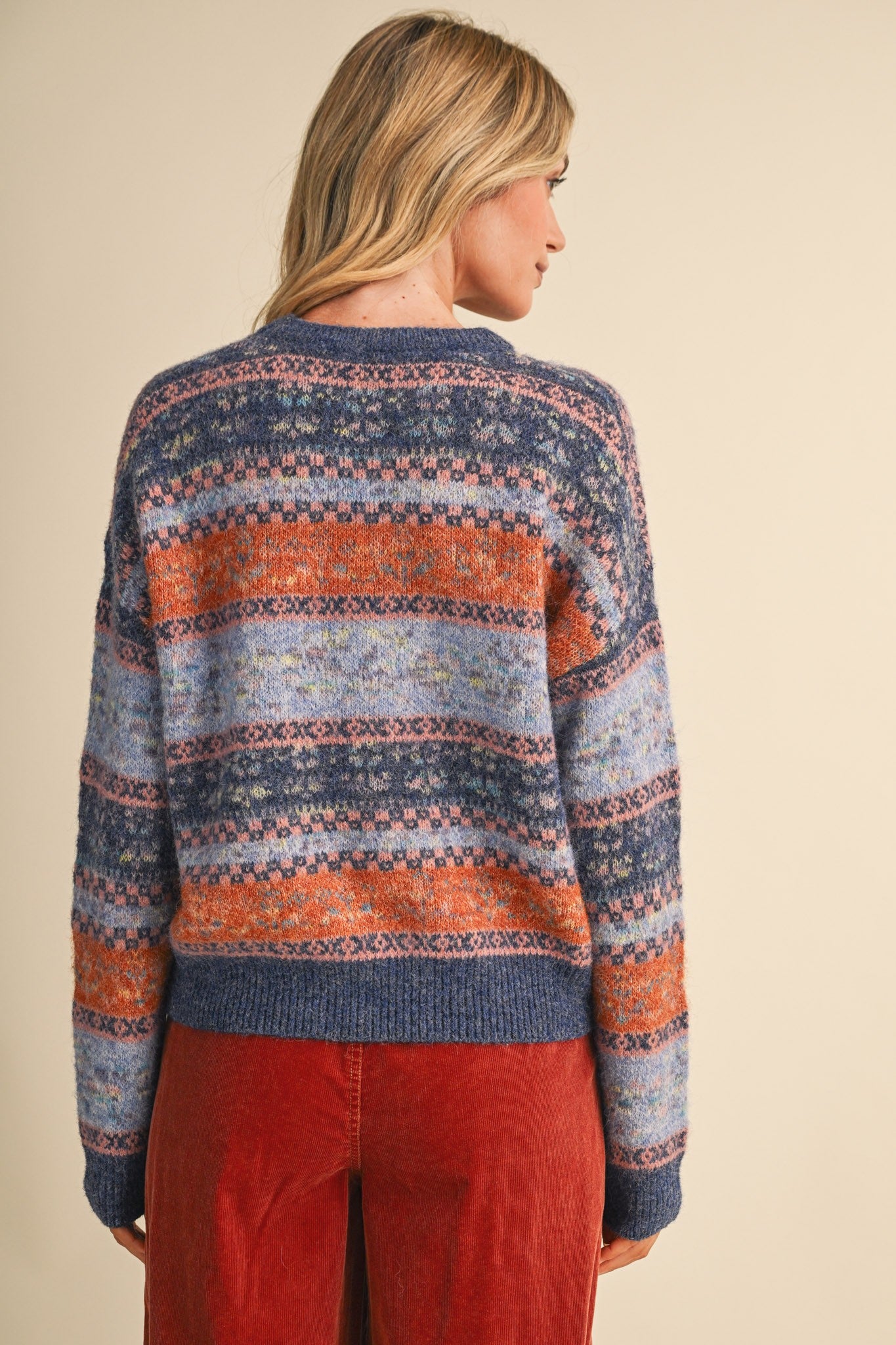 Floral Latitude Fair Isle Sweater in Navy Blue Multi - product photo 8
