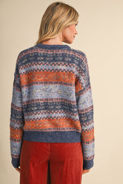 Floral Latitude Fair Isle Sweater in Navy Blue Multi - product photo 8