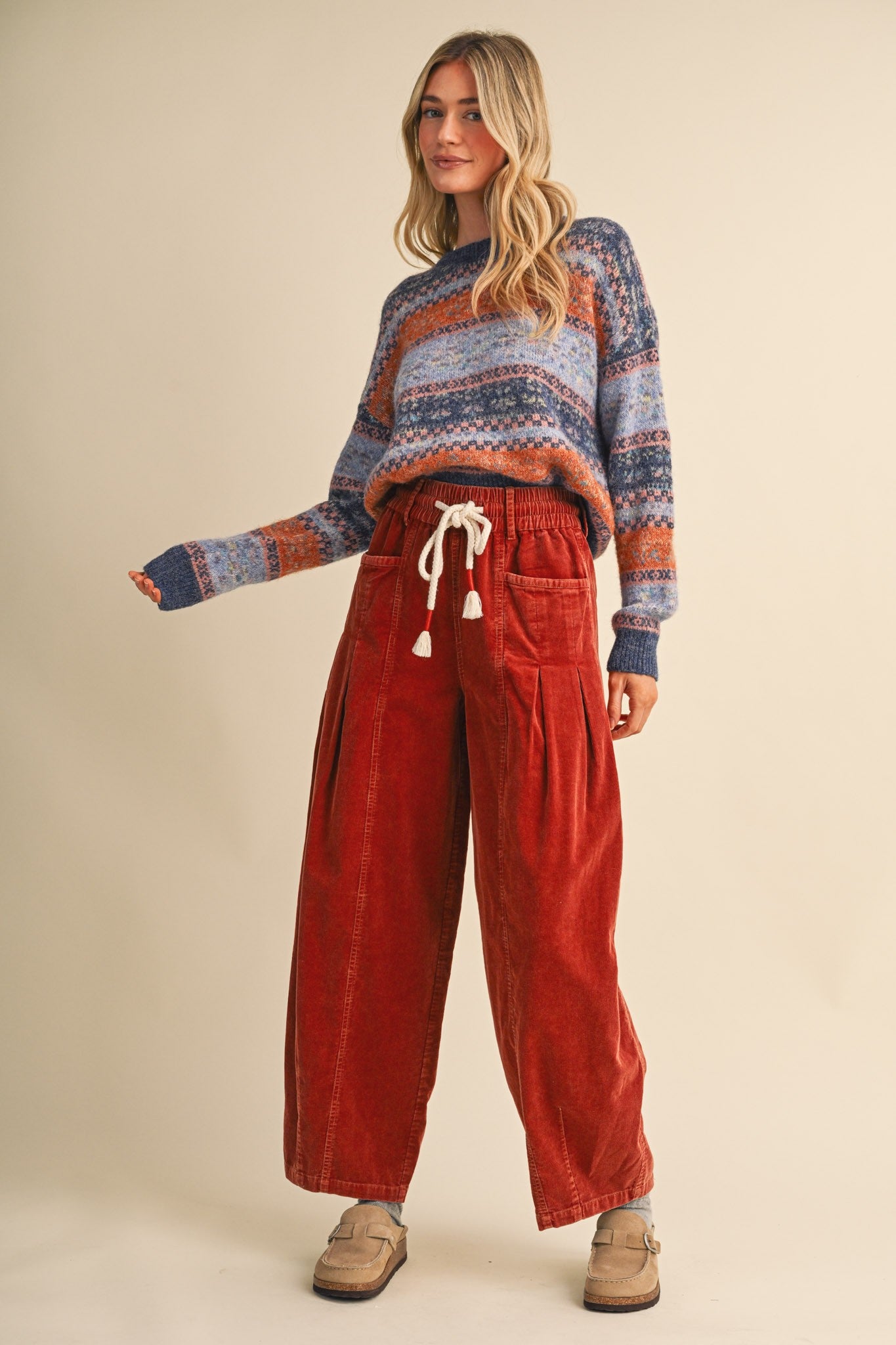 Floral Latitude Fair Isle Sweater in Navy Blue Multi - product photo 11