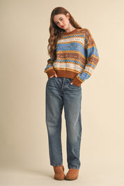 Floral Latitude Fair Isle Sweater in Toffee Ocean Multi - product photo 11