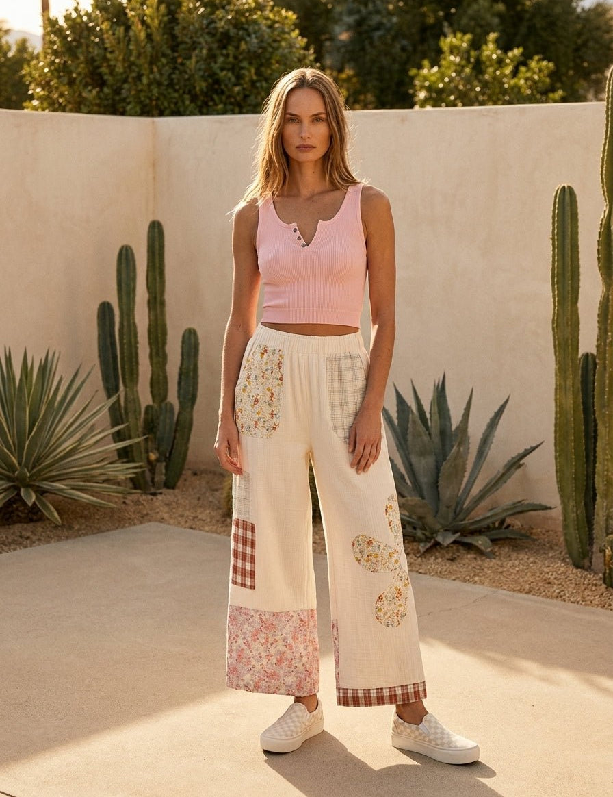Florence Boho Patchwork Wide - Leg Pants - Westly