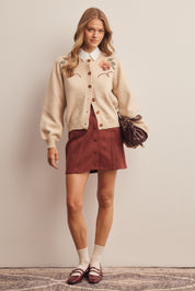 Florentine Floral Embroidered Cardigan in Ecru, photo 9