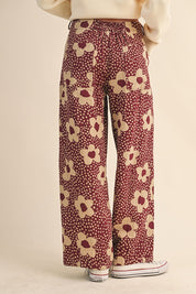 Flower Field Cotton Wide Leg Pants in Burgundy Floral - product photo 8