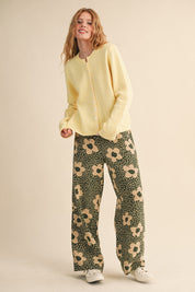 Flower Field Cotton Wide Leg Pants in Olive Floral - product photo 6