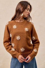 Flower Press Embroidered Daisy Sweater - Westly