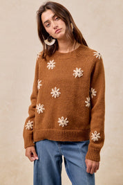 Flower Press Embroidered Daisy Sweater - Westly