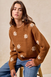 Flower Press Embroidered Daisy Sweater - Westly