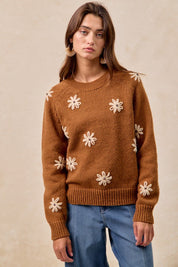 Flower Press Embroidered Daisy Sweater - Westly