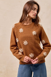 Flower Press Embroidered Daisy Sweater - Westly