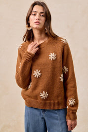 Flower Press Embroidered Daisy Sweater - Westly