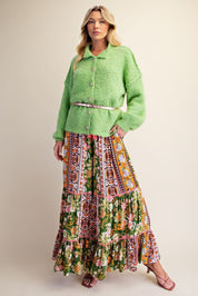 Folk Song Printed Challis Ruffle Bottom Palazzo Pants - Westly