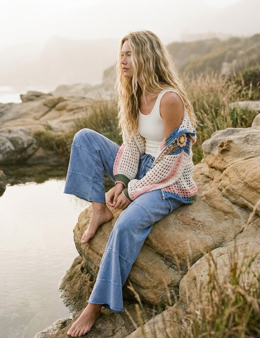 Folklore Zip - Up Hooded Crochet Cardigan - Westly