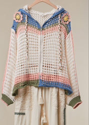 Folklore Zip - Up Hooded Crochet Cardigan - Westly