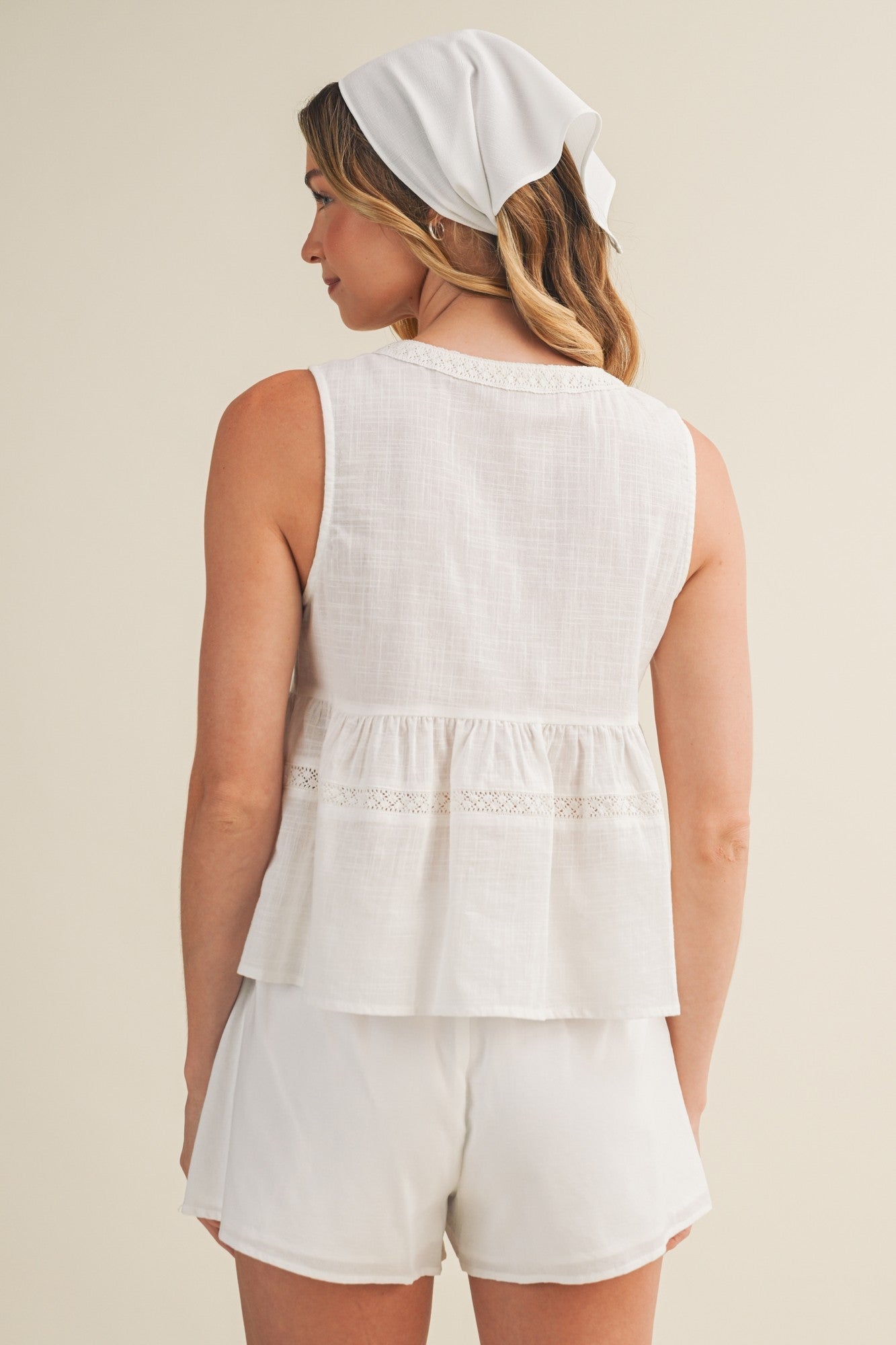Forget - Me - Not Embroidered Tie - Front Peplum Vest - Westly