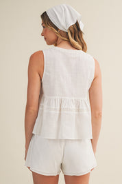 Forget - Me - Not Embroidered Tie - Front Peplum Vest - Westly