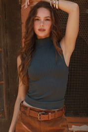 Forme Ribbed Mock Neck Tank - Westly