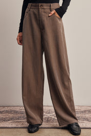 Frame of Mind Herringbone Wide Leg Pants in Mocha, photo 1