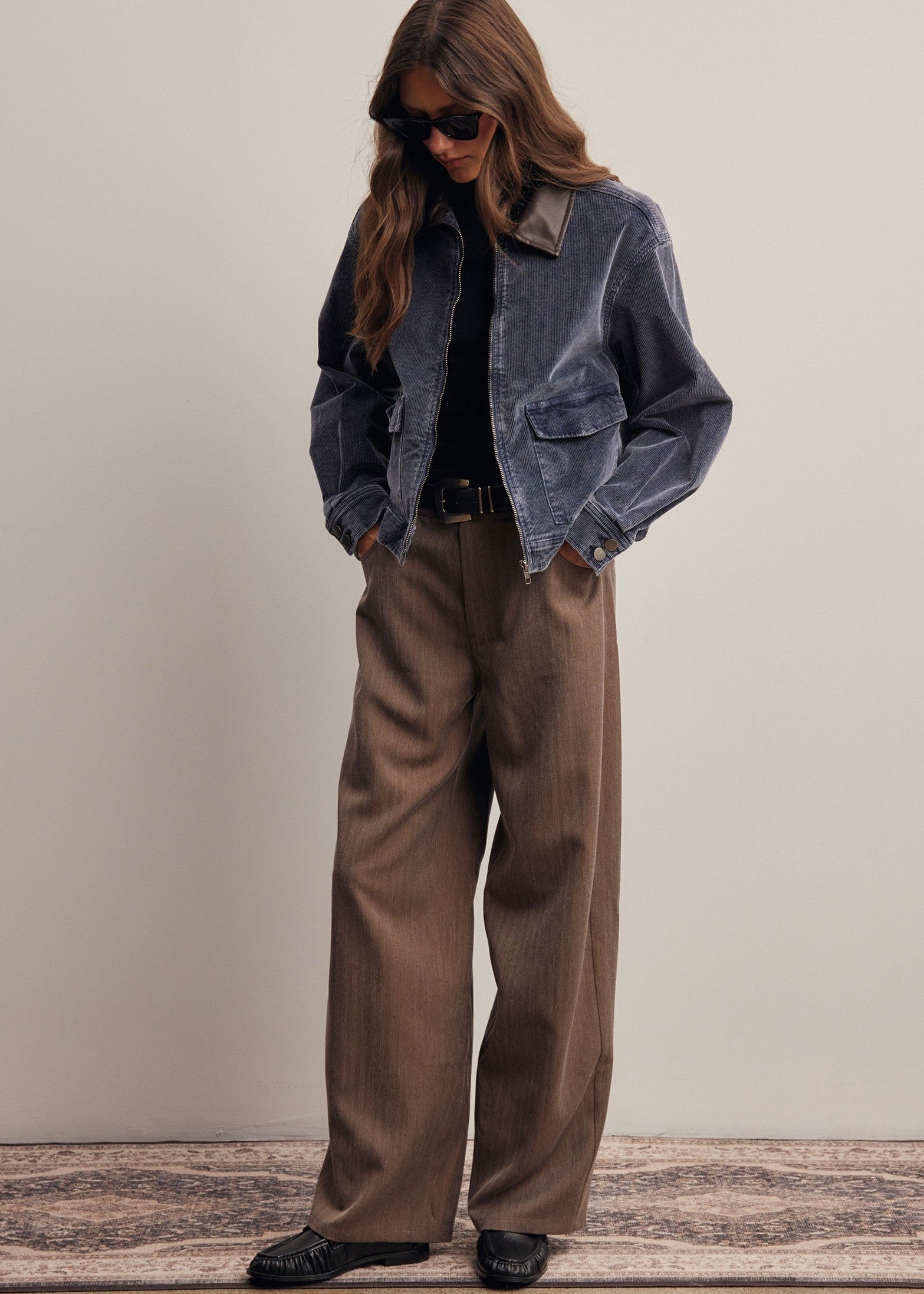 Frame of Mind Herringbone Wide Leg Pants in Mocha, photo 8