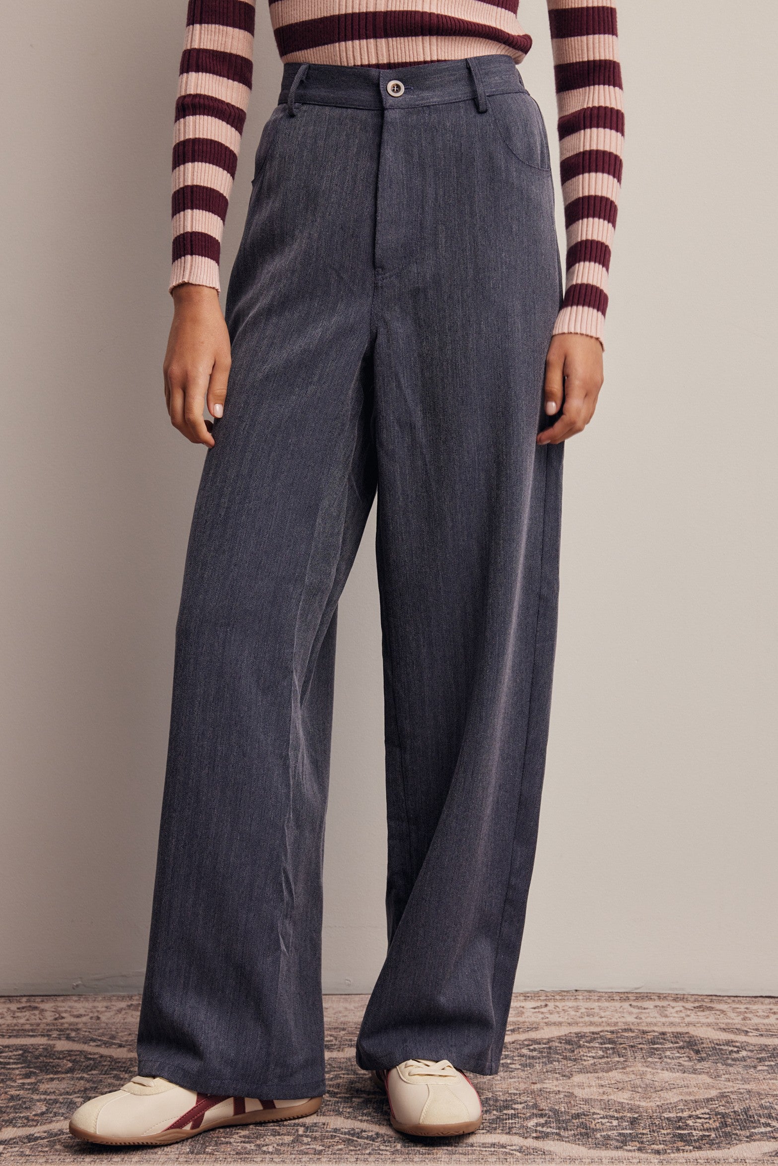 Frame of Mind Herringbone Wide Leg Pants in Navy, photo 2
