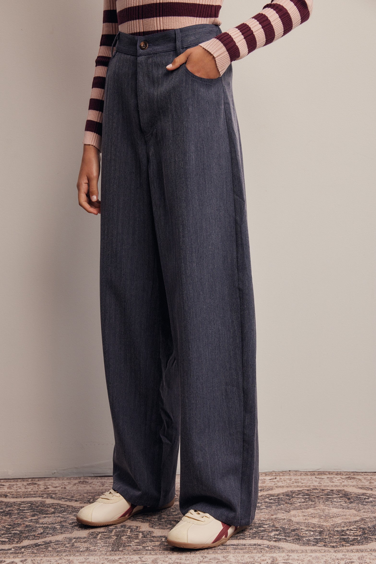 Frame of Mind Herringbone Wide Leg Pants in Navy, photo 6