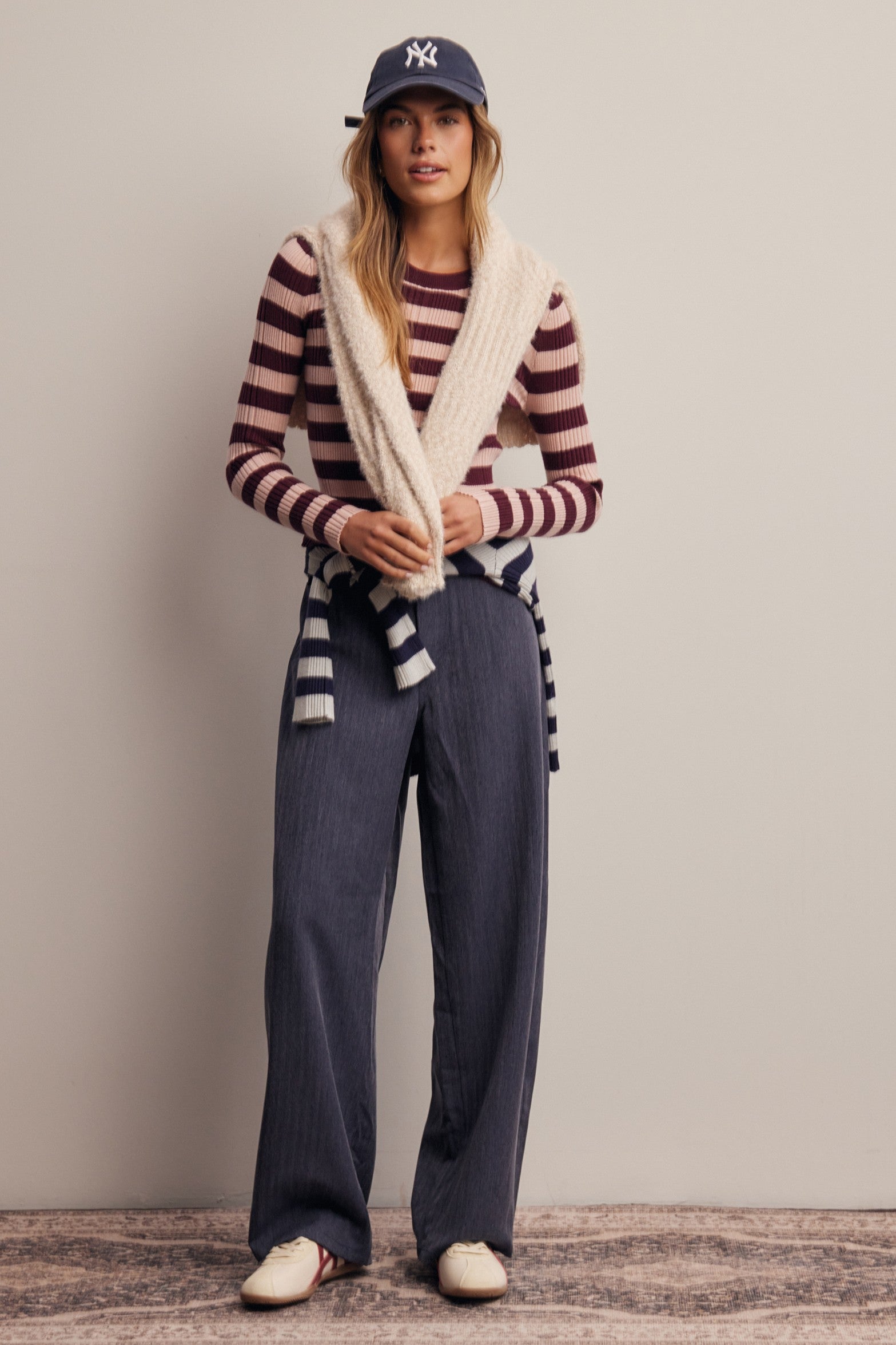 Frame of Mind Herringbone Wide Leg Pants in Navy, photo 8
