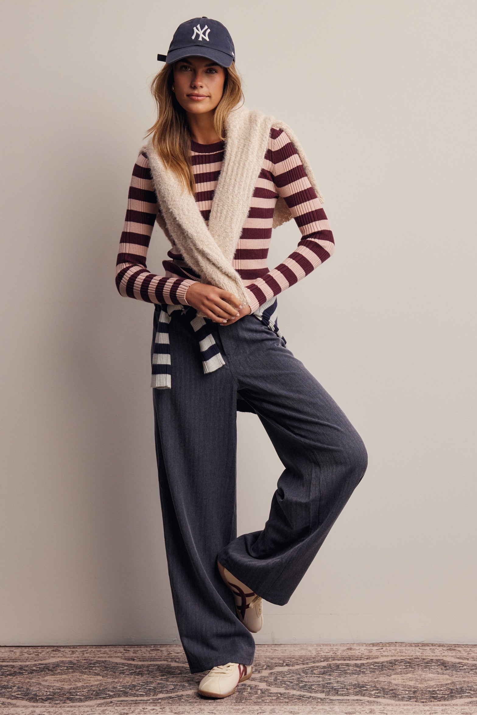 Frame of Mind Herringbone Wide Leg Pants in Navy, photo 10