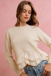 Francesca Ruffle Hem Knit Sweater - Westly