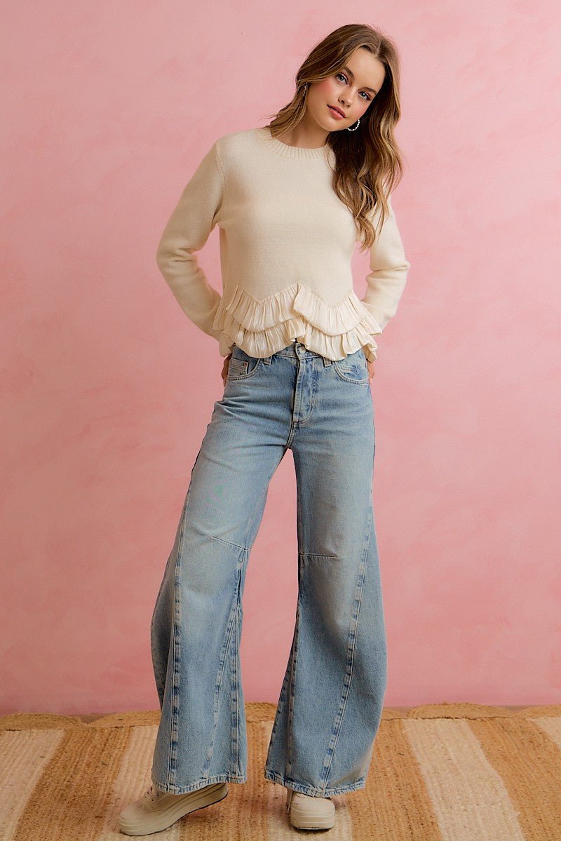 Francesca Ruffle Hem Knit Sweater - Westly