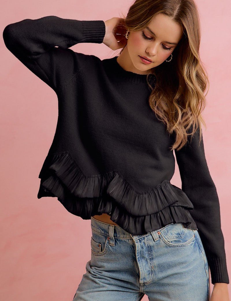Francesca Ruffle Hem Knit Sweater - Westly