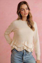 Francesca Ruffle Hem Knit Sweater - Westly