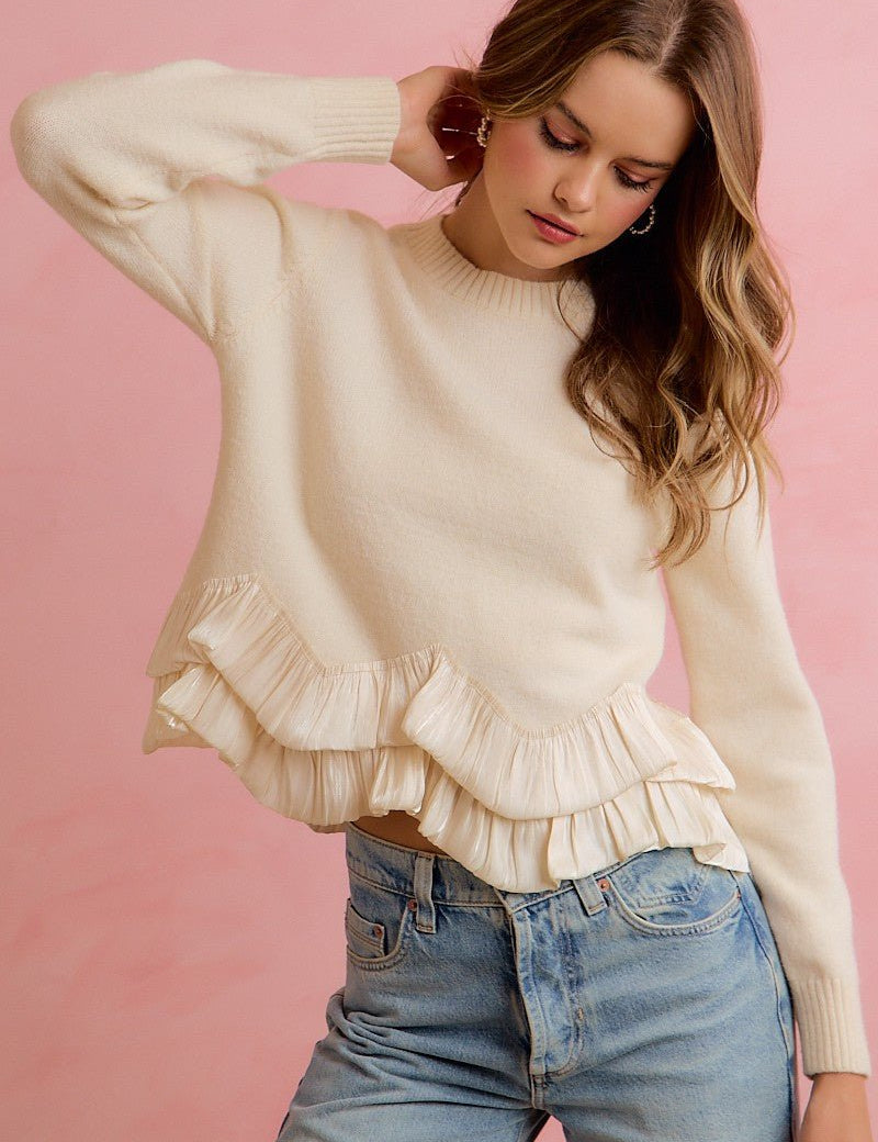 Francesca Ruffle Hem Knit Sweater - Westly