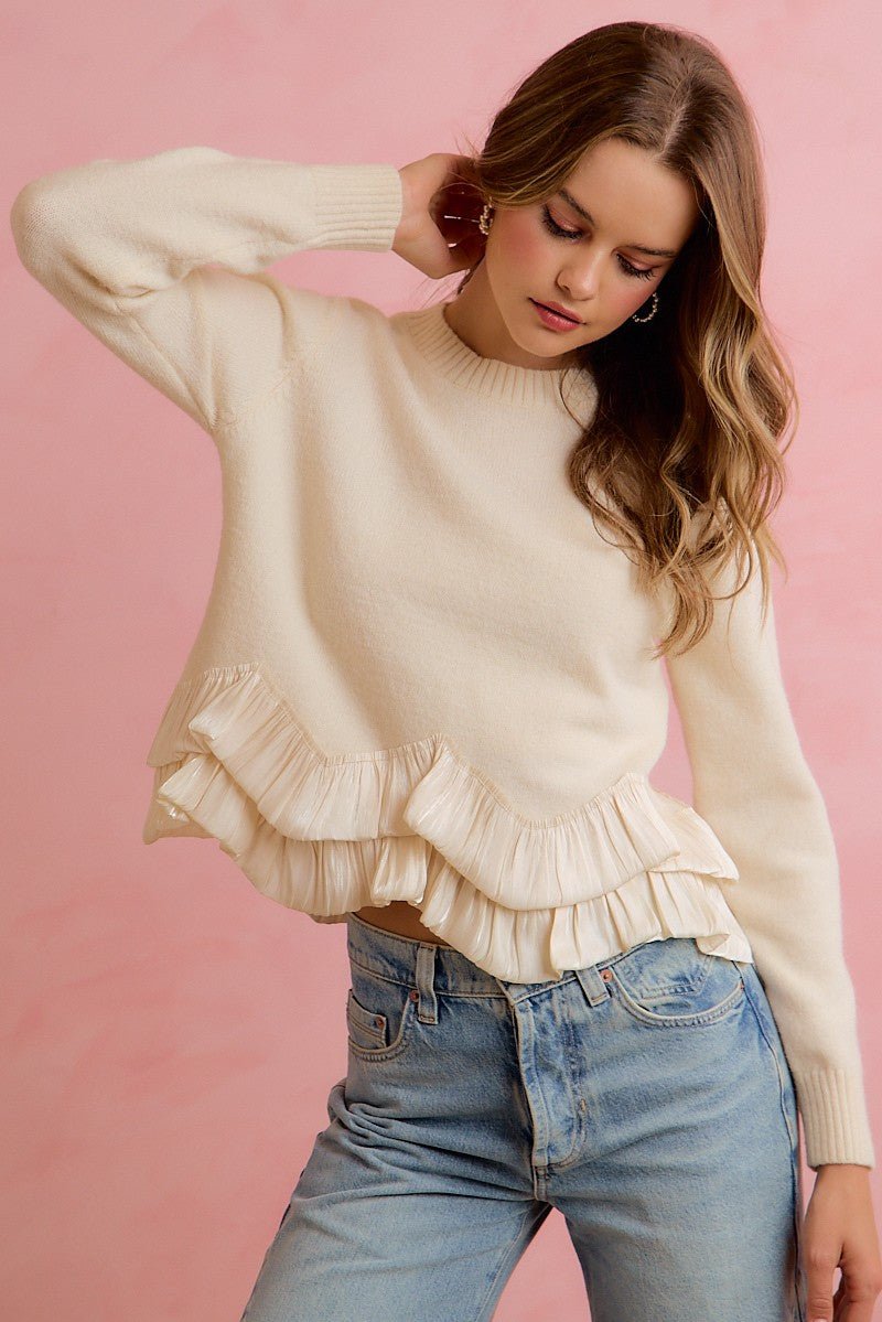 Francesca Ruffle Hem Knit Sweater - Westly