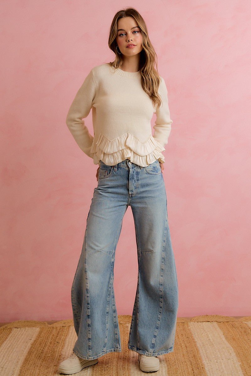 Francesca Ruffle Hem Knit Sweater - Westly