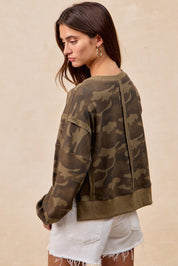 Frankie Thermal Camo Print Top With Openseam - Westly