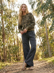 Frankie Thermal Camo Print Top With Openseam - Westly