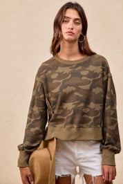 Frankie Thermal Camo Print Top With Openseam - Westly