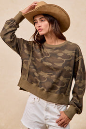 Frankie Thermal Camo Print Top With Openseam - Westly