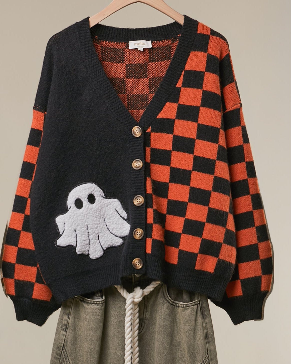 Free Spirit Checkerboard Halloween Cardigan - Westly