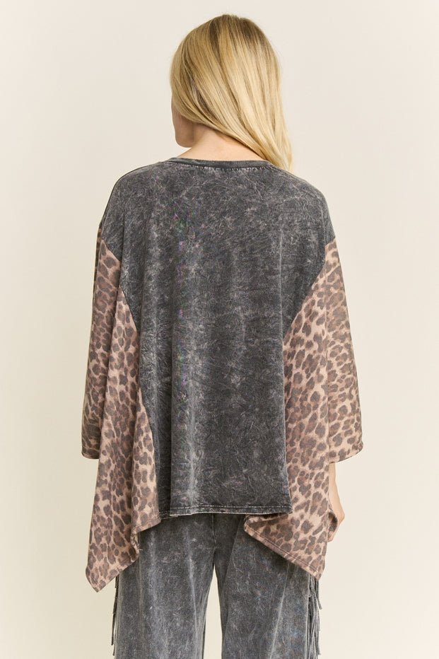 Free Spirit Mineral Washed Poncho Top - Westly