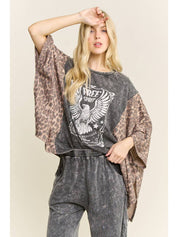 Free Spirit Mineral Washed Poncho Top - Westly