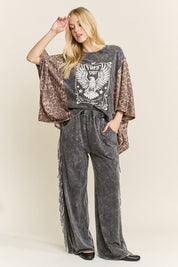 Free Spirit Mineral Washed Poncho Top - Westly