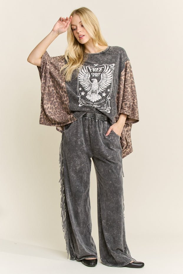 Free Spirit Mineral Washed Poncho Top - Westly