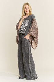 Free Spirit Mineral Washed Poncho Top - Westly