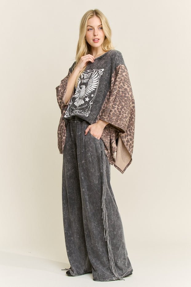 Free Spirit Mineral Washed Poncho Top - Westly
